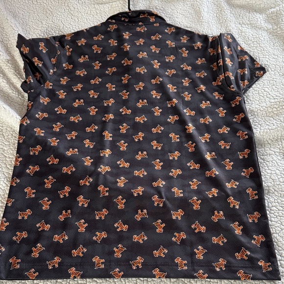 Stylish Black Polo with Orange Tiger Pattern - Picture 4 of 4